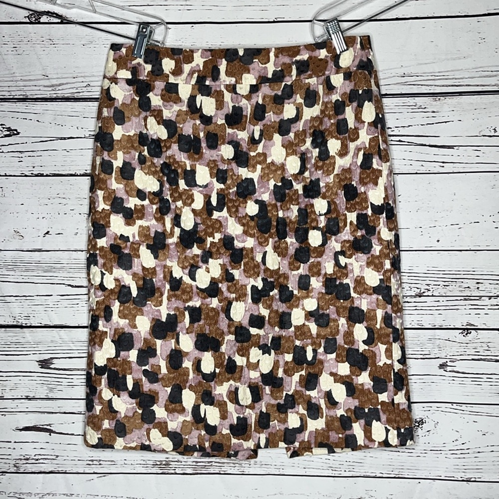 J. Crew Size 6 Polka Dot Cotton/Silk Blend Straight Pencil Skirt w/ Slit